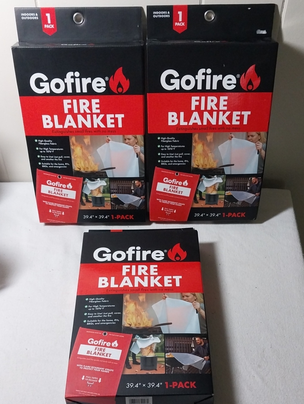 GoFire Fire Blanket Lot Of 3